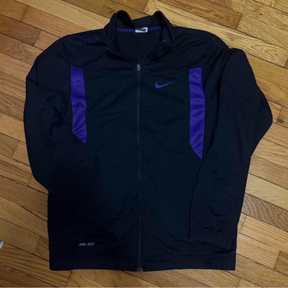 Nike Men's Black Jacket with Purple Accents